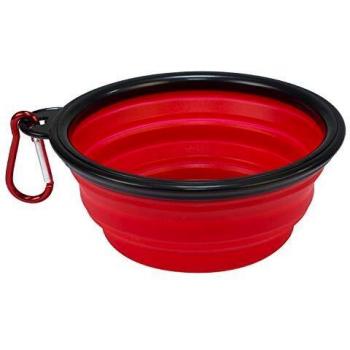 ARQUIVET Comedero y Bebedero Plegable de Paseo para Perros y Gatos 13 x 5cm - Comedero de Silicona portátil para Mascotas - Color Rojo - Comedero de Viaje para Perros y Gatos