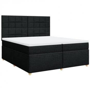 Cama box spring con colchón tela negro 200x200 cm Negro