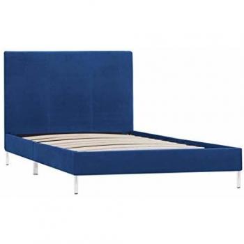 vidaXL Estructura de cama de tela azul 90x200 cm