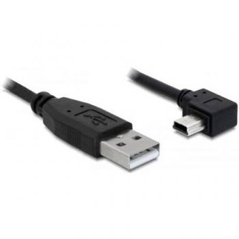 Cable USB 2.0 A macho a Mini B 5 pines conector en ángulo 1 metro negro