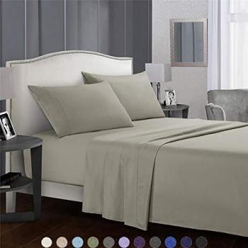 SaDiao Juego de Ropa de Cama de 4 Piezas, Suave Microfibra cepillada, Bolsillos Profundos con sábana Bajera, Hoja Plana con 2 Fundas de Almohada, Pliegues, Antimanchas