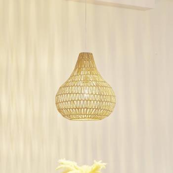 Lámpara Colgante Lindby Miryam, Cuerda de Cáñamo Natural, Ø 40 cm, Dimmable y de Madera para Sala de Estar y Comedor
