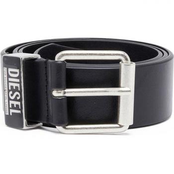 Cinturón de hombre Diesel de piel con hebilla plateada y logo B Glossy Loop 40 B