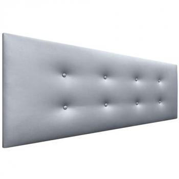 Cabecero Tapizado de Polipiel Plata Aqualine Pro con 2 Hileras de Botones (145x50cm, para Camas 120/135/140)