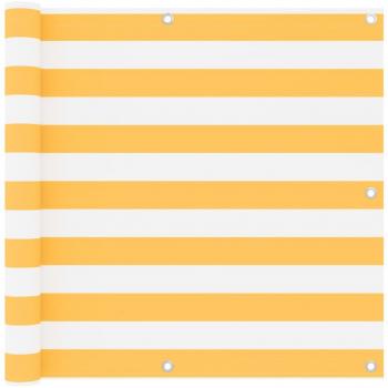 vidaXL Toldo para balcón tela oxford blanco y amarillo 90x600 cm