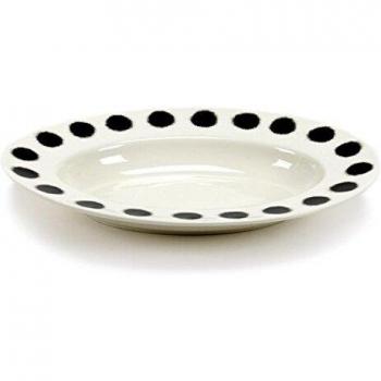 Plato ovalado para pasta, diseño de lunares, 31 x 21 cm