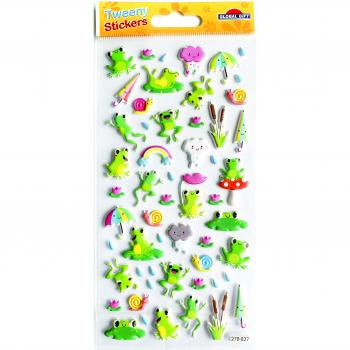 Pegatinas tweeny foamy ranas glitter Global gift verde 3D, autoadhesivas, de espuma, con acabado brillante y diseño de ranas