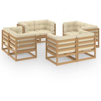 vidaXL Juego de muebles de jardín 8 pzas y cojines madera pino maciza
