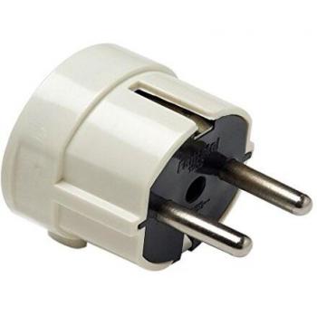 FAMATEL – Clavija espiga 4,8 mm | TT | Salida Lateral | 16A | 250V | Blanco Marfil