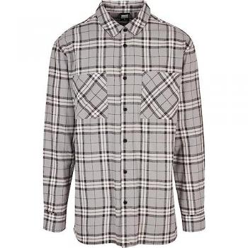 Urban Classics Long Oversized Grey Check Shirt for Men
