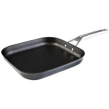WECOOK! Ecosteel Grill Asador Inducción 26 cm, Antiadherente QUANTANIUM Ecológico sin PFOA, Aluminio Forjado, 4,2 mm de Espesor, Mango de Acero, Apta Todas las Cocinas Vitrocerámica, Gas, Horno