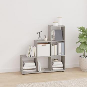 Estantería forma de escalera madera contrachapada en color Blanco, Roble y Negro para oficina, estudio y dormitorio - mueble de almacenaje y librería