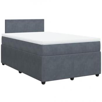 Cama Box Spring con colchón de terciopelo gris oscuro 120x200 cm