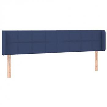 Cabecero de Cama Tapizado en Tela Azul con Luces LED 163x16x78/88 cm