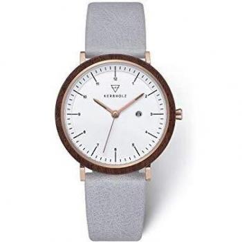 Reloj Curbholz AMELIE de madera, diseño alemán, waterproof, original importado, modelo WAME9221, color gris para mujer