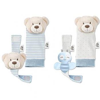 Set de Calcetines y Sonajeros para Bebés con Muñeca y Pie Oso Azul