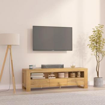 Soporte de madera de teca maciza para TV 110x30x35 cm Marrón