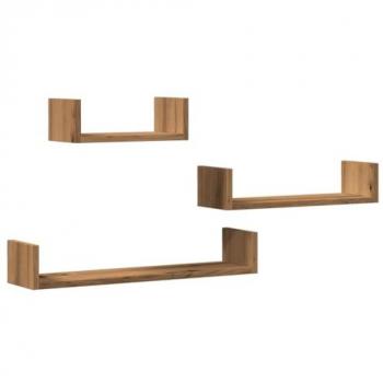 Estantes de Pared 3 Unidades Madera Ingeniería Roble Artisan