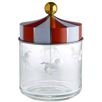 Alessi Circus MW30/75 - Tarro de Design para Alimentos, de Vidrio Serigrafiado con Tapa de Hojalata, 75 Cl