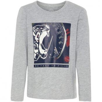 NAME IT Camiseta Manga Larga NIÑO VAGNO - 134-140, Grey Melange