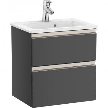 Mueble de baño compacto Roca The Gap con 2 cajones y lavabo, color gris antracita, medidas 505 x 380 x 537 mm
