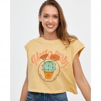 Camiseta crop de mujer de manga corta y cuello redondo con estampado gráfico INSIDE