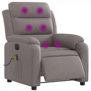 Sillón reclinable de masaje eléctrico tela gris taupe