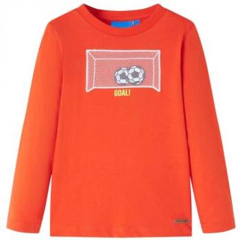 Camiseta Infantil Manga Larga Diseño Portería Fútbol Ropa Naranja Brillo 140