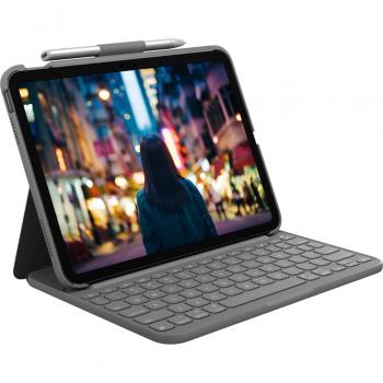 Logitech Slim Folio Gris Bluetooth QWERTY Danés Finlandés Noruego Sueco 920-011428