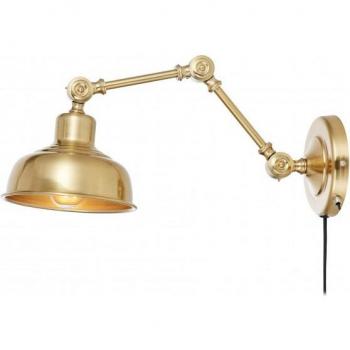 Aplique de Pared Grimstad en Metal Latón Oscuro con 1 Bombilla y Enchufe de 18 cm