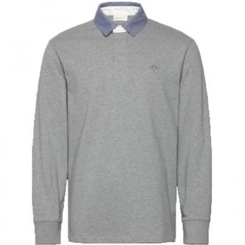 Polo GANT Regular Fit Chambray Heavy Rugger Gris Melange para Hombre - Talla XXL