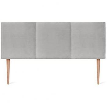 Cabecero de Terciopelo Alta Gama Modular Liso con Patas de Madera Moderno Acolchado para Cama 150x105cm (Gris Claro)