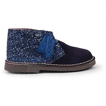 Botas de niña de piel con glitter, fabricadas en España, color azul marino, talla 30
