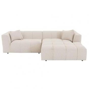 Sofá rinconera derecho de tela beige NAEMIA de Maison Céphy
