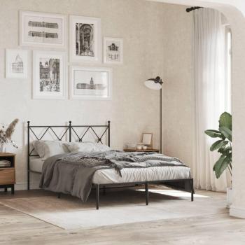 Cama de metal negro con cabecero 120x200 cm Vidaxl