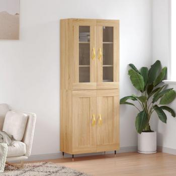 Aparador Alto de Madera Contrachapada 69,5x34x180 cm con 2 Puertas y Cajón, Estilo Moderno Sonoma