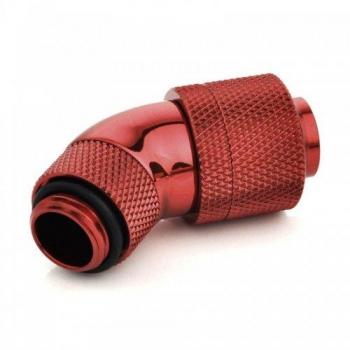 Conector Bitspower 45 grados 1/4 a 16/13mm, rotativo, color rojo para sistemas de refrigeración de ordenadores