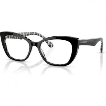 Dolce & Gabbana DG3360 Cat Eye Eyewear, Color 3372, Women's Eyeglasses, Black/Zebra, Size 52, Blue Light Block Available
