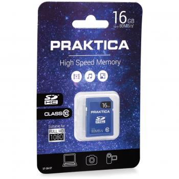 Praktica 16 GB SDHC Class 10 High Speed Full HD 80 MBs Memory Card