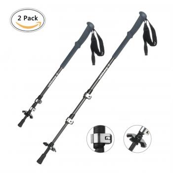 [2 Pack] Bastones Trekking, GVDV Bastones para Senderismo Esquí 65cm - 140cm 7075 Aleación de Aluminio, Anti-choque, Ligero y Telescopico para para Montañismo, Caminata, Excursiones Senderismo
