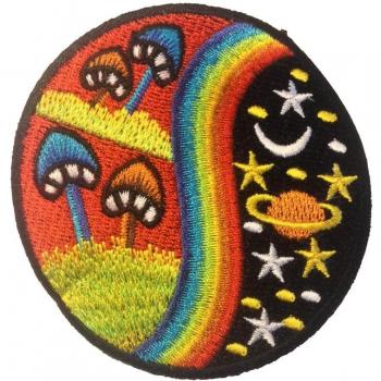 estrellas seta High Stoner Tripping Hippie - Parches termoadhesivos bordados aplique para ropa, tamaño: 7,5 x 7,5 cm