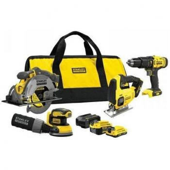 Set Inalámbrico Stanley V20 SFMCK465D2T: Taladro Percutor y Sierra de Sable, 20V, 2 Baterías de 2.0Ah, Bolsa y Cargador para B