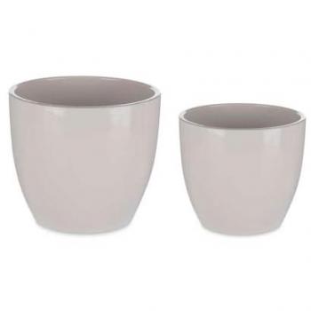 Set de Macetas Ibergarden Ø 22 cm y Ø 28 cm, 2 Piezas, Color Gris Arcilla