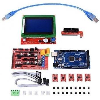 XCSOURCE® Kit de impresora 3D con RAMPS 1.4 Controlador + Mega 2560 Board + 5pcs A4988 Controlador de motor de pasos con disipador de calor + LCD 12864 Controlador gráfico de visualización inteligente con adaptador para Arduino TE621