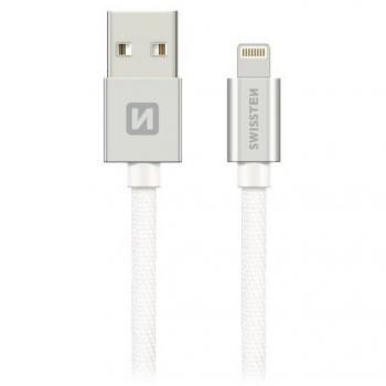 Cable de Datos Textil USB/Lightning MFI 1.2m Plata - Alta Calidad