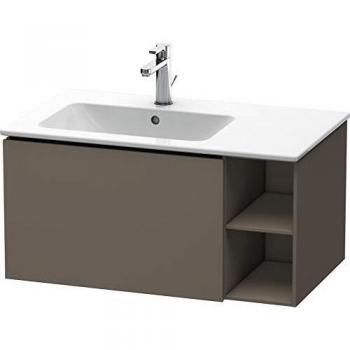 Mueble bajo lavabo Duravit L-Cube 82x48,1cm con 1 cajón y estante lateral, color gris flanela satinado, para lavabo a la izquierda