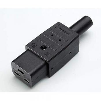 Toma IEC C19 negra 16A/250VAC, 65 grados - Conector de aparato Bachmann 915.174