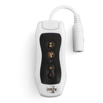 Reproductor MP3, de 4 GB, impermeable, de color blanco, con auriculares, ideal para los deportes acuáticos