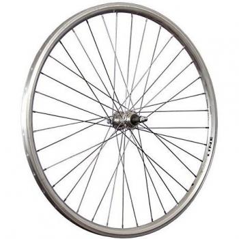 Rueda trasera de bicicleta 28 pulgadas Euroline para piñón rosca plateado, doble pared, acero inoxidable