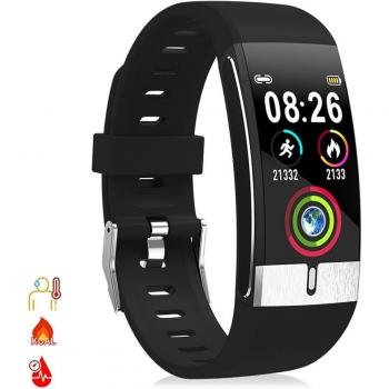Pulsera inteligente E66 con medición de temperatura corporal, electrocardiograma, tensión y O2 en sangre - Modelo Avanzado
